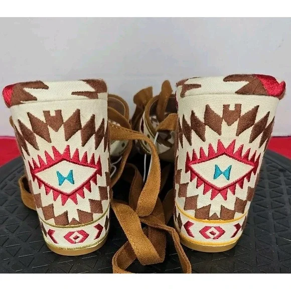 Z London Veloce Ankle Lace Up Sandal Aztec Tribal Black Size 8.5 NWT'S - Picture 7 of 10